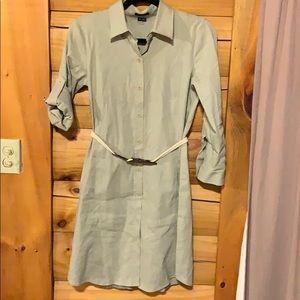 Theory Linen Button up Safari dress roll sleeve 4